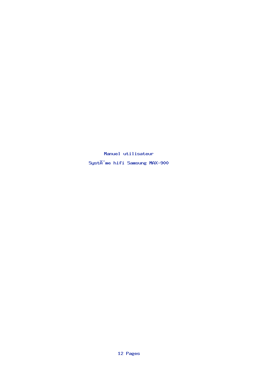 Page 1 de la notice Manuel utilisateur Samsung MAX-900