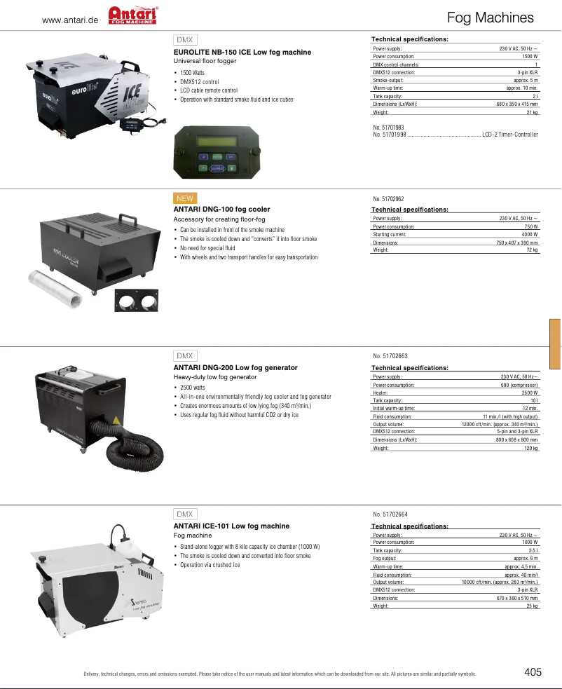 Page 1 de la notice Catalogue Antari DNG-100