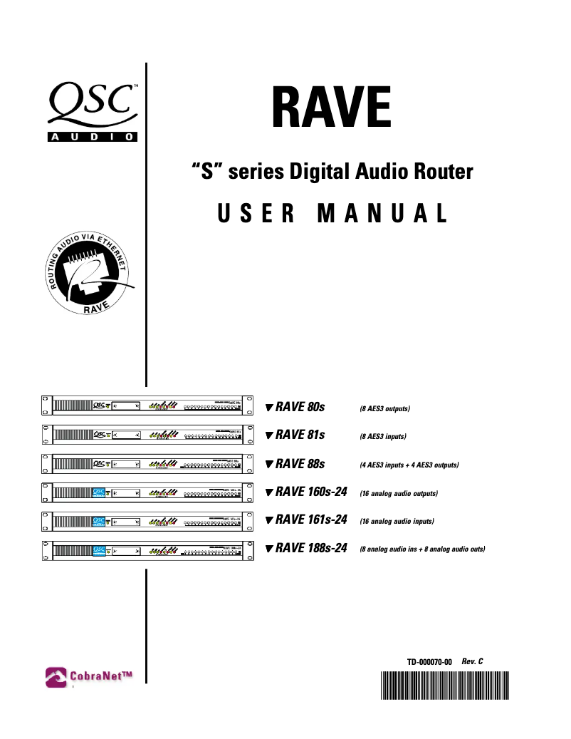 Page 1 de la notice Manuel utilisateur QSC RAVE 80s
