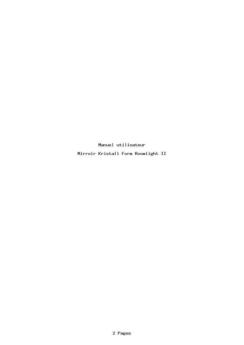 Page 1 de la notice Manuel utilisateur Kristall Form Roomlight II