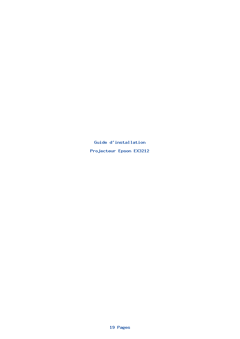 Page 1 de la notice Guide d'installation Epson EX3212