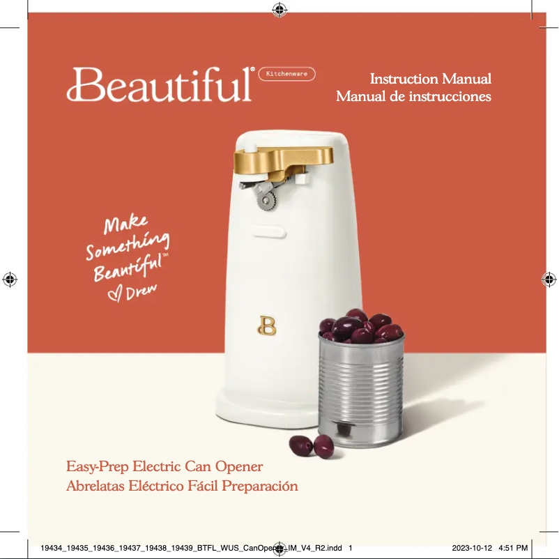 Page 1 de la notice Manuel utilisateur Beautiful Easy-Prep Electric Can Opener