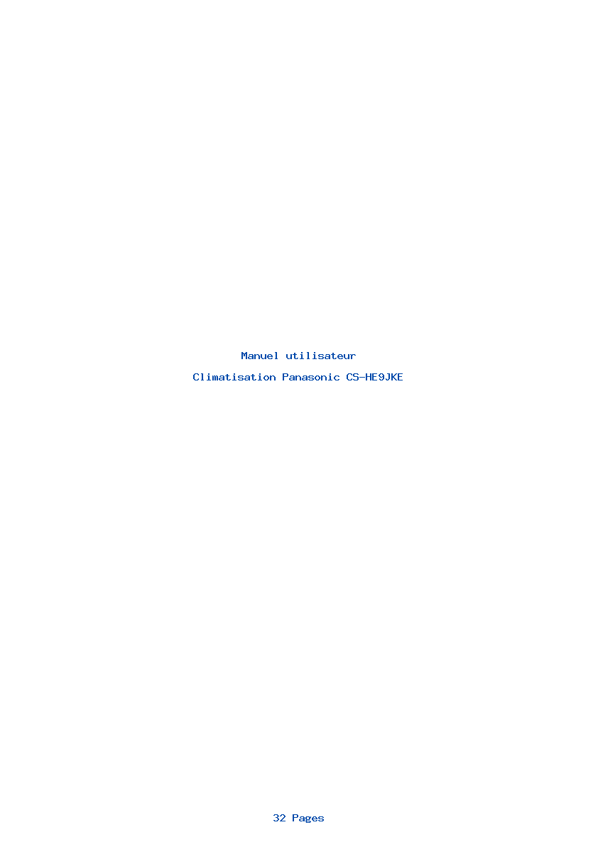 Page 1 de la notice Manuel utilisateur Panasonic CS-HE9JKE