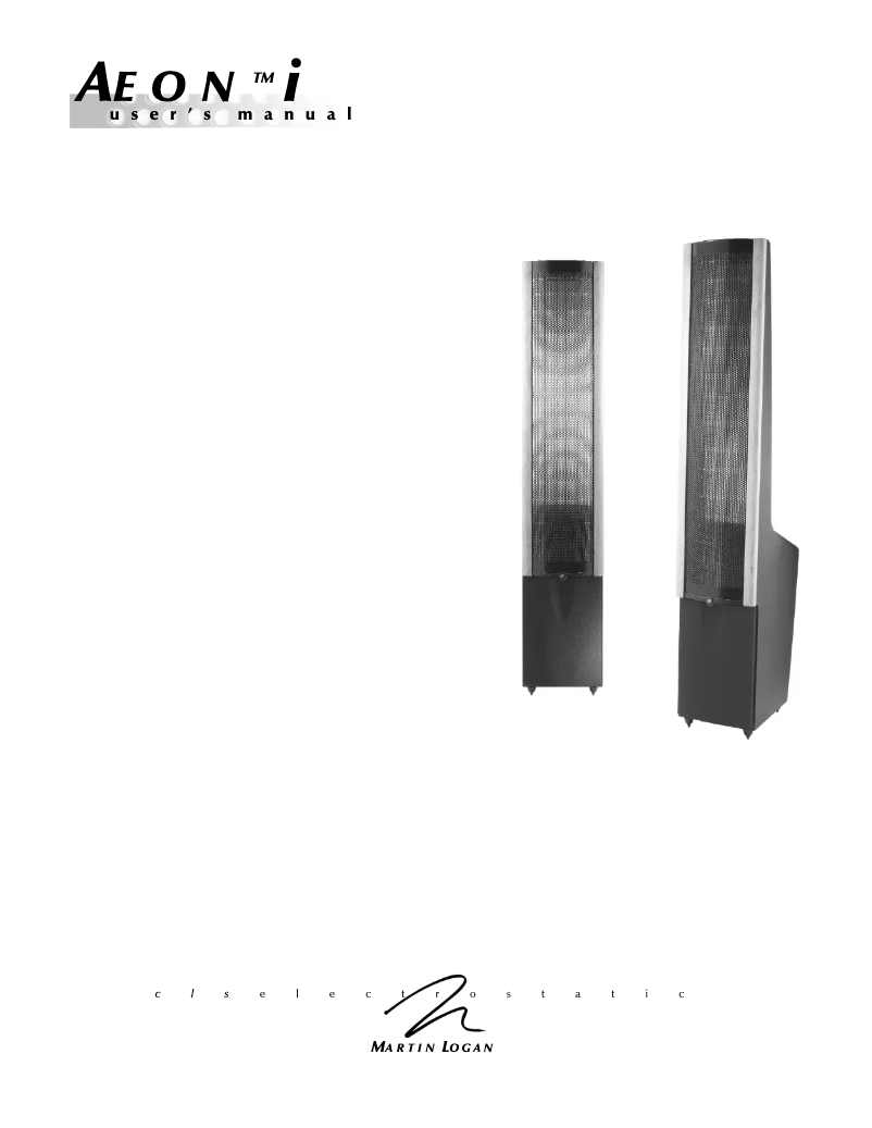 Page 1 de la notice Manuel utilisateur Martin Logan Aeon i