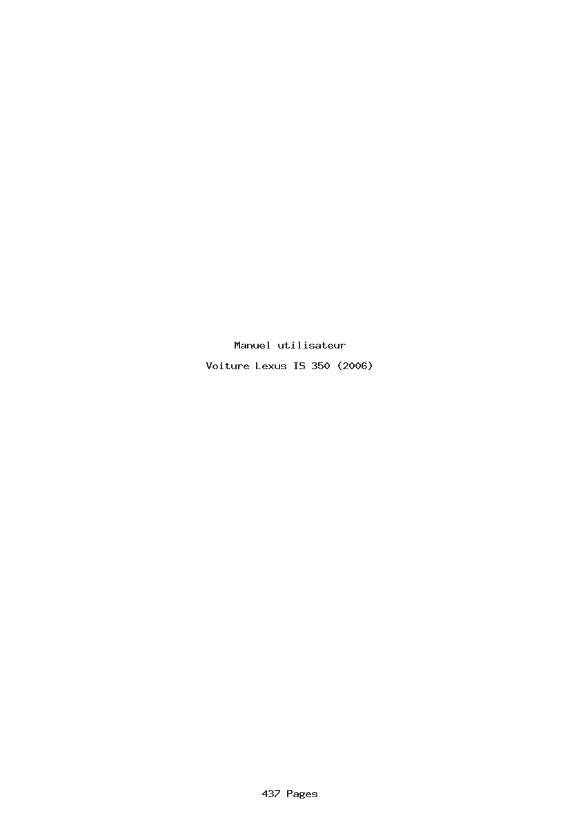 Page 1 de la notice Manuel utilisateur Lexus IS 350 (2006)