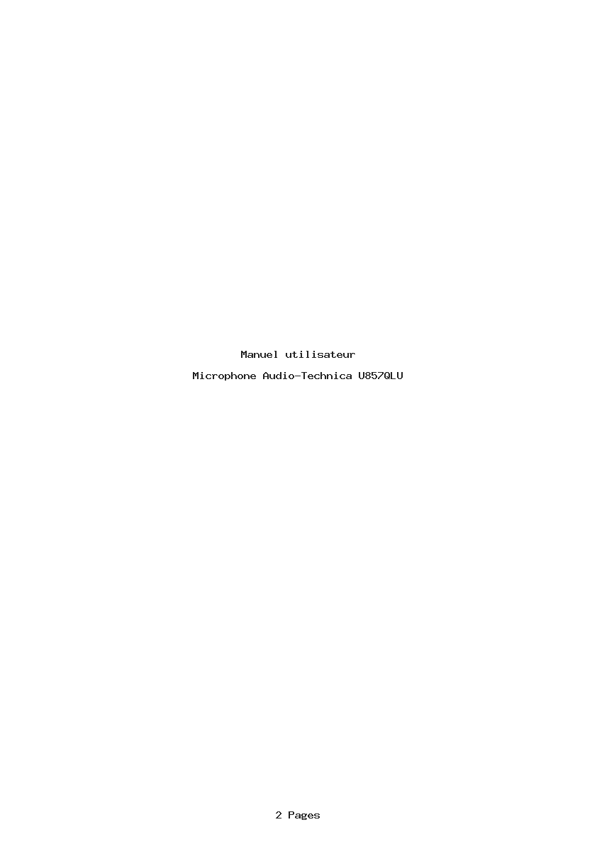 Page 1 de la notice Manuel utilisateur Audio-Technica U857QLU