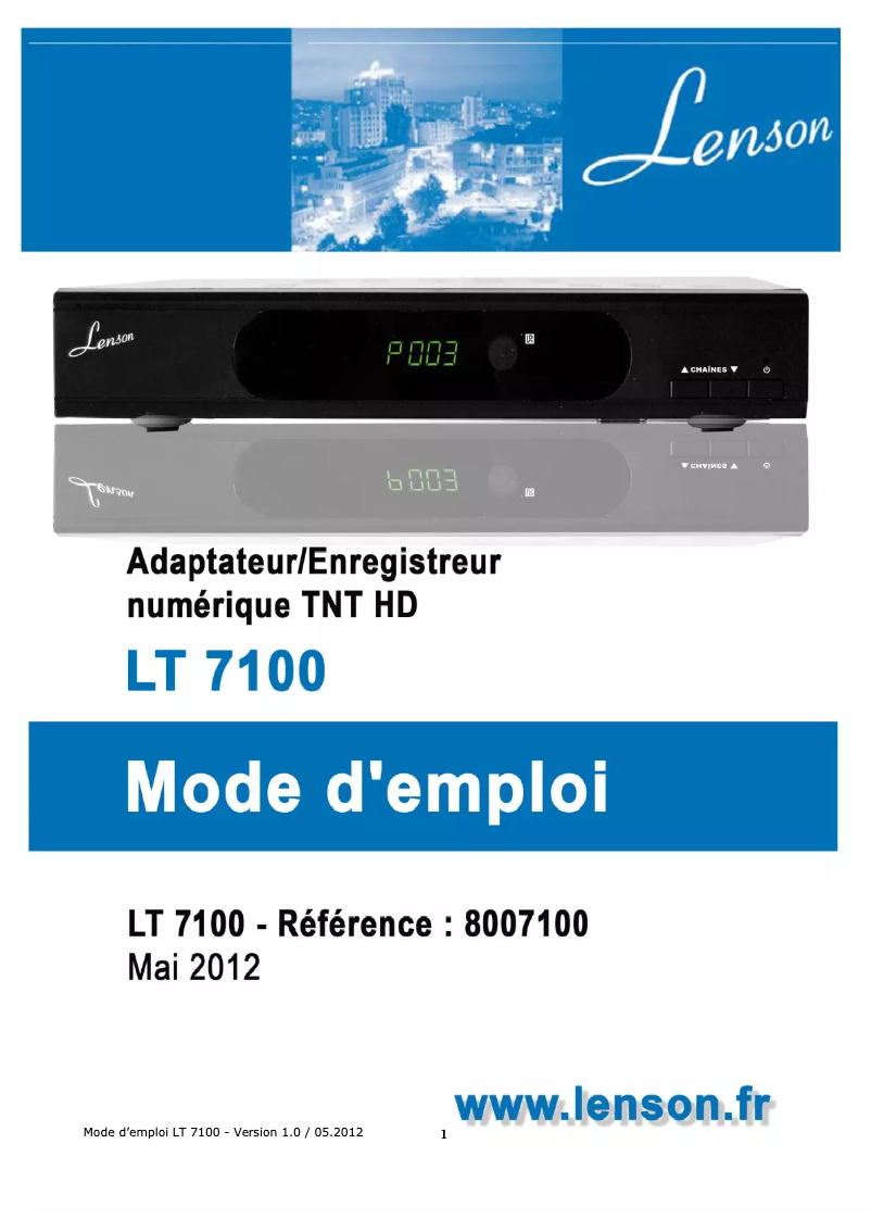 Page 1 de la notice Manuel utilisateur Lenson LT 7100