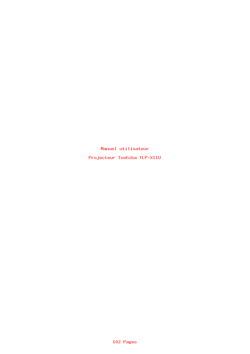 Page 1 de la notice Manuel utilisateur Toshiba TLP-X11U