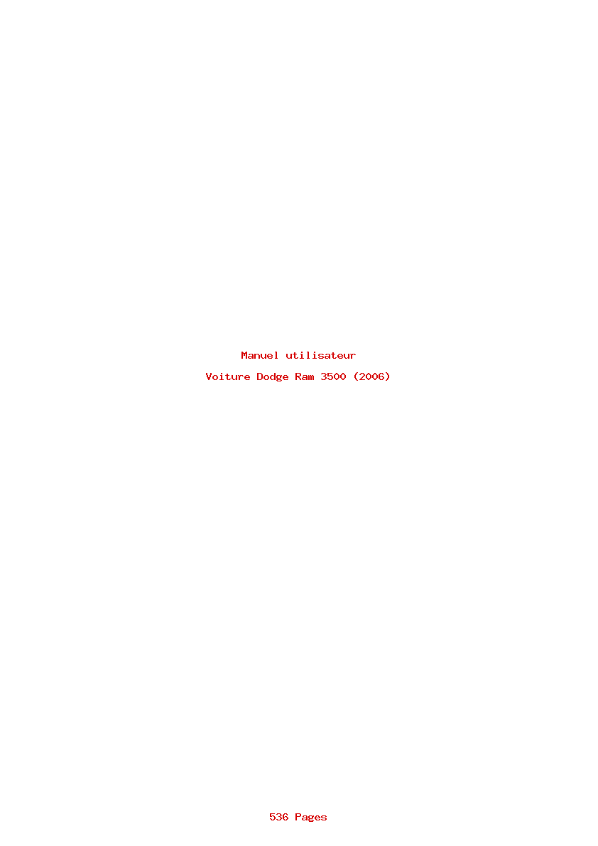 Page 1 de la notice Manuel utilisateur Dodge Ram 3500 (2006)