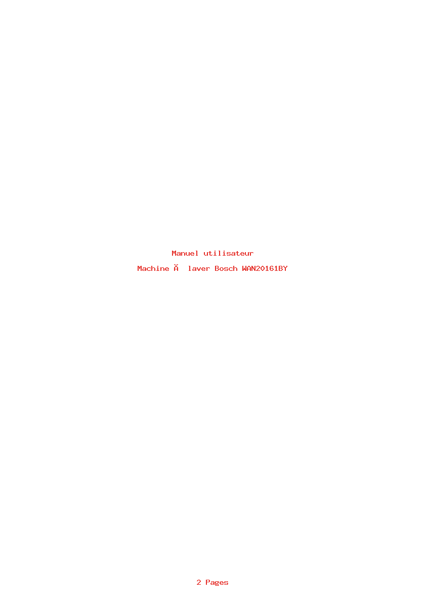 Page 1 de la notice Manuel utilisateur Bosch WAN20161BY