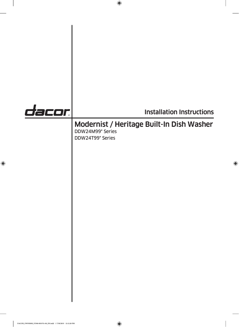 Página 1 del manual Guía de instalación Samsung DDW24T998US