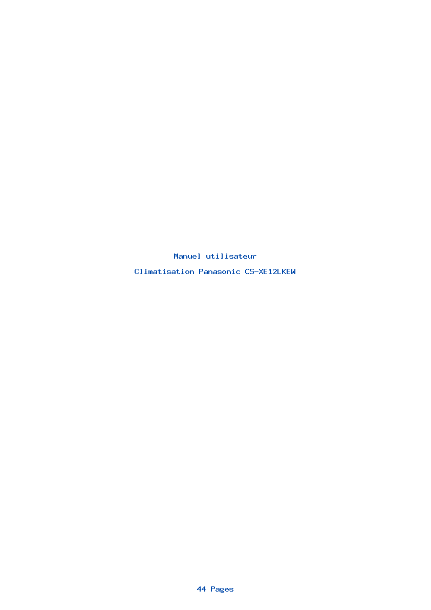 Page 1 de la notice Manuel utilisateur Panasonic CS-XE12LKEW