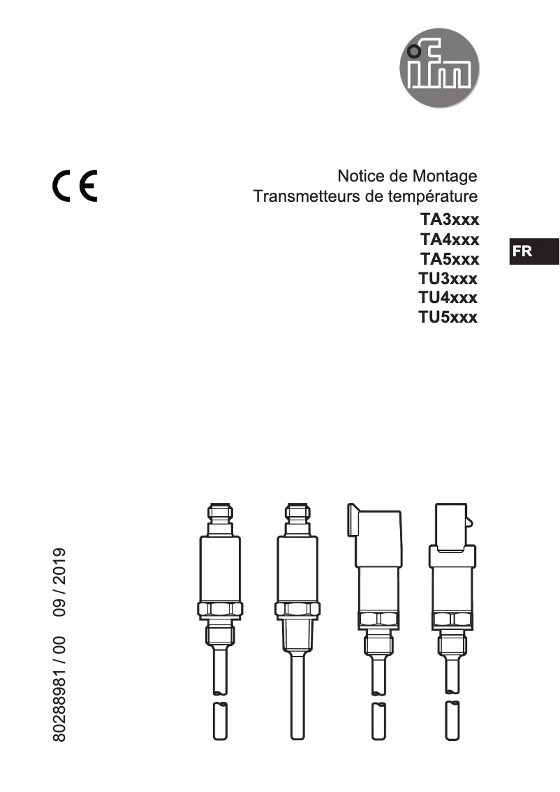 Page 1 de la notice Manuel utilisateur IFM TA3105