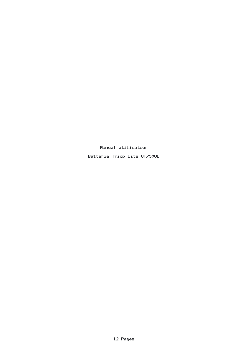 Page 1 de la notice Manuel utilisateur Tripp Lite UT750UL