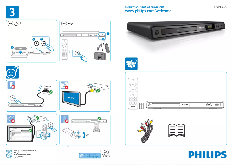 Página 1 del manual Guía de inicio rápido Philips DVP3366K
