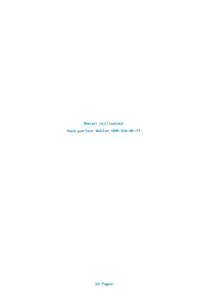 Page 1 de la notice Manuel utilisateur Wohler HDM-320-4K-TT