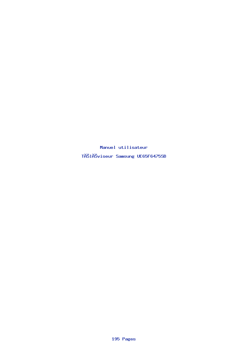 Page 1 de la notice Manuel utilisateur Samsung UE65F6475SB