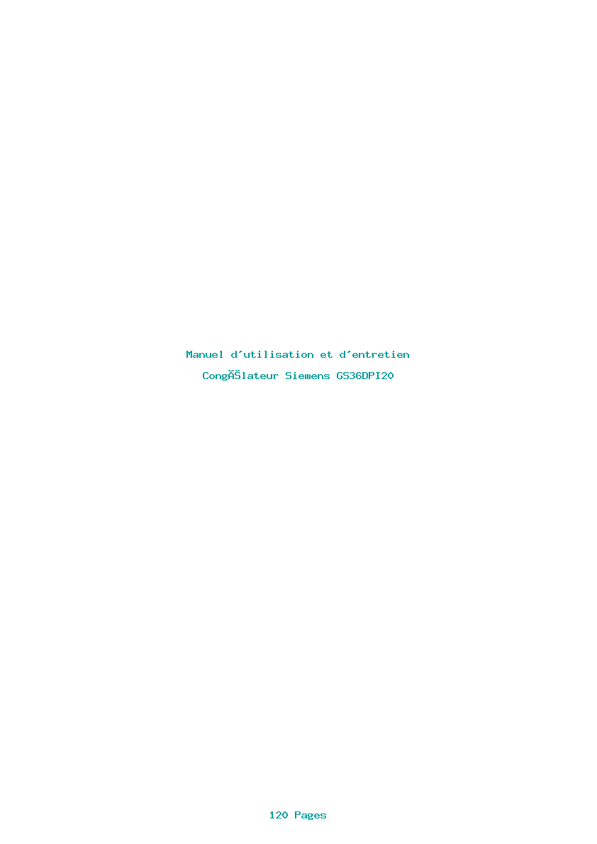 Page 1 de la notice Manuel d'utilisation et d'entretien Siemens GS36DPI20