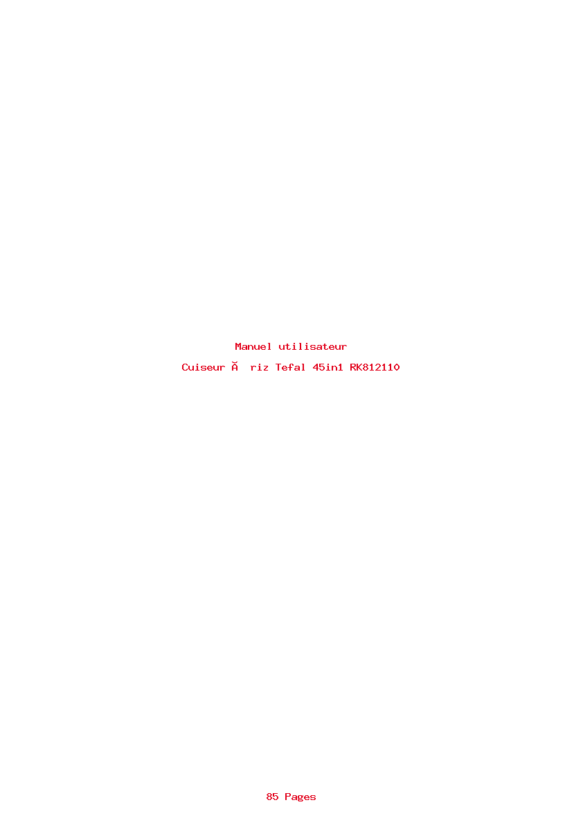 Page 1 de la notice Manuel utilisateur Tefal 45in1 RK812110