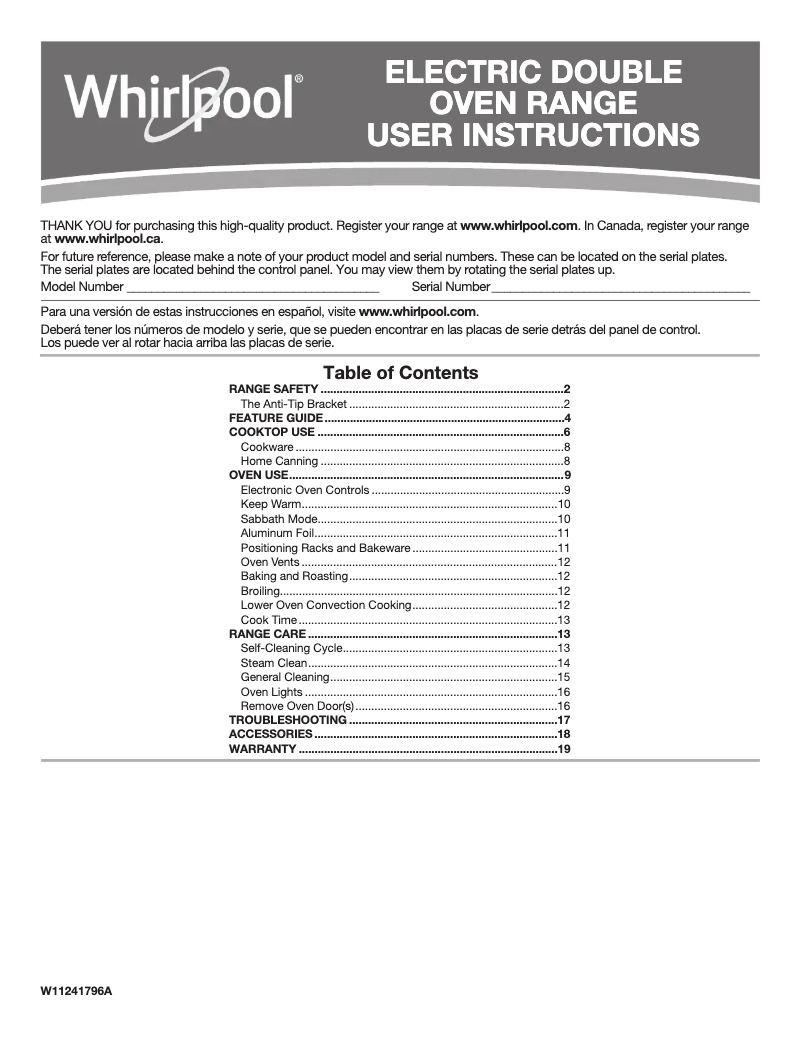 Página 1 del manual Manual de usuario Whirlpool WGE745C0FE