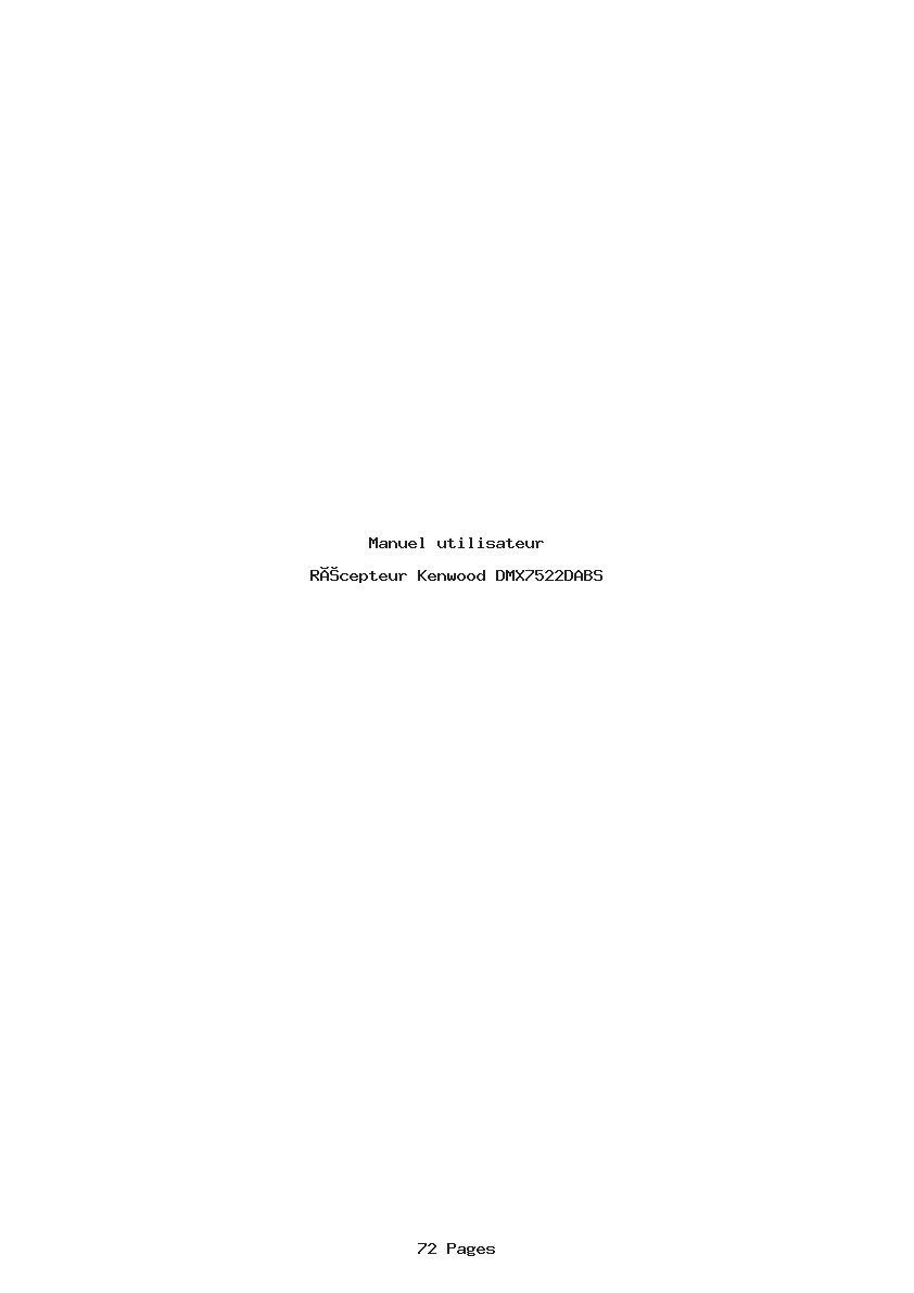 Page 1 de la notice Manuel utilisateur Kenwood DMX7522DABS