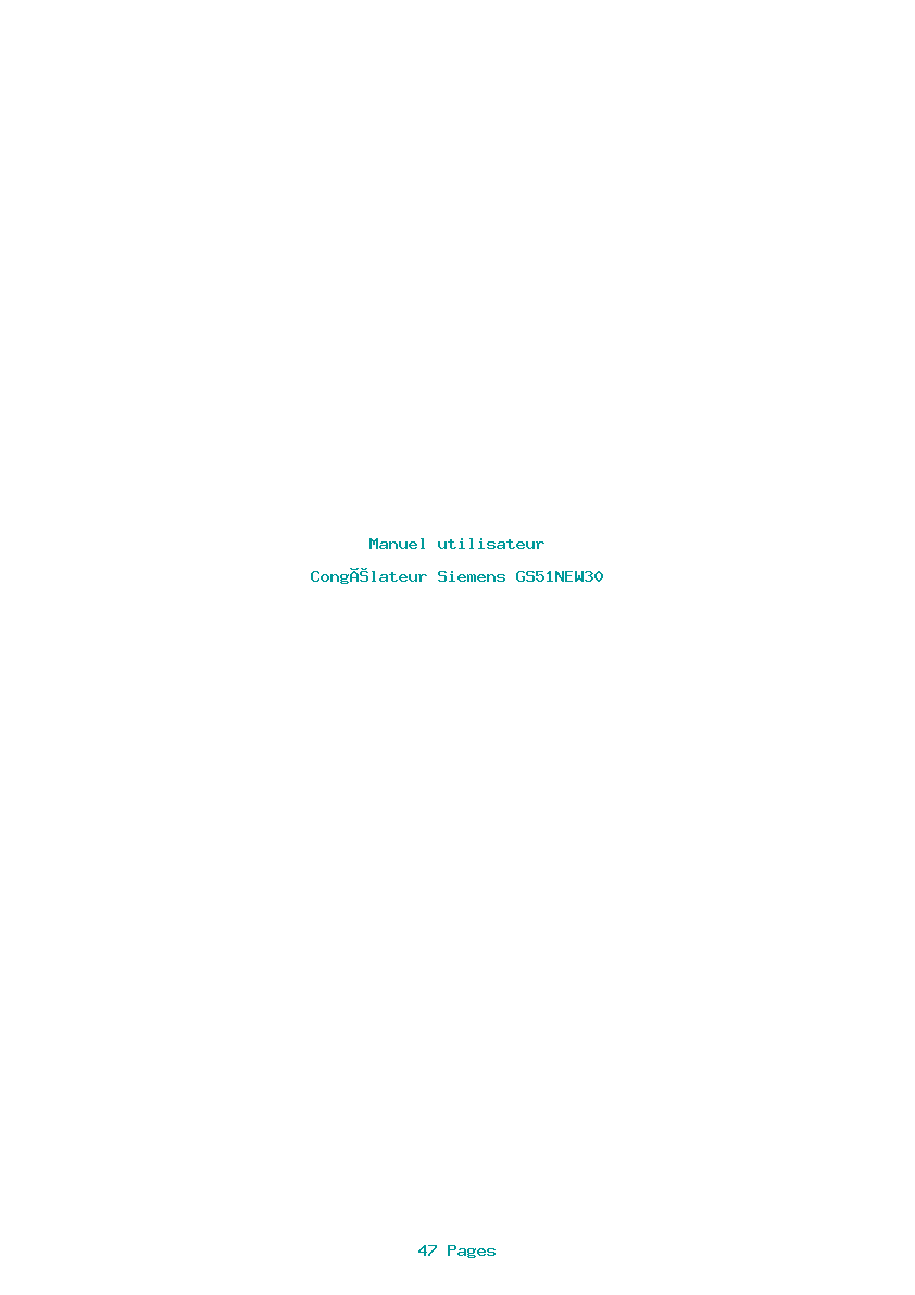 Page 1 de la notice Manuel utilisateur Siemens GS51NEW30