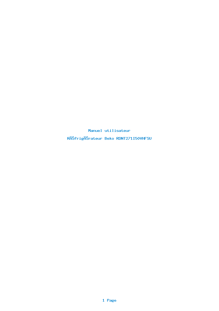 Page 1 de la notice Manuel utilisateur Beko RDNT271I50VHFSU