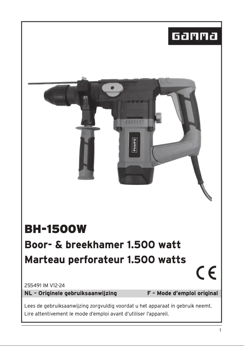 Page 1 de la notice Manuel utilisateur Gamma BH-1500W