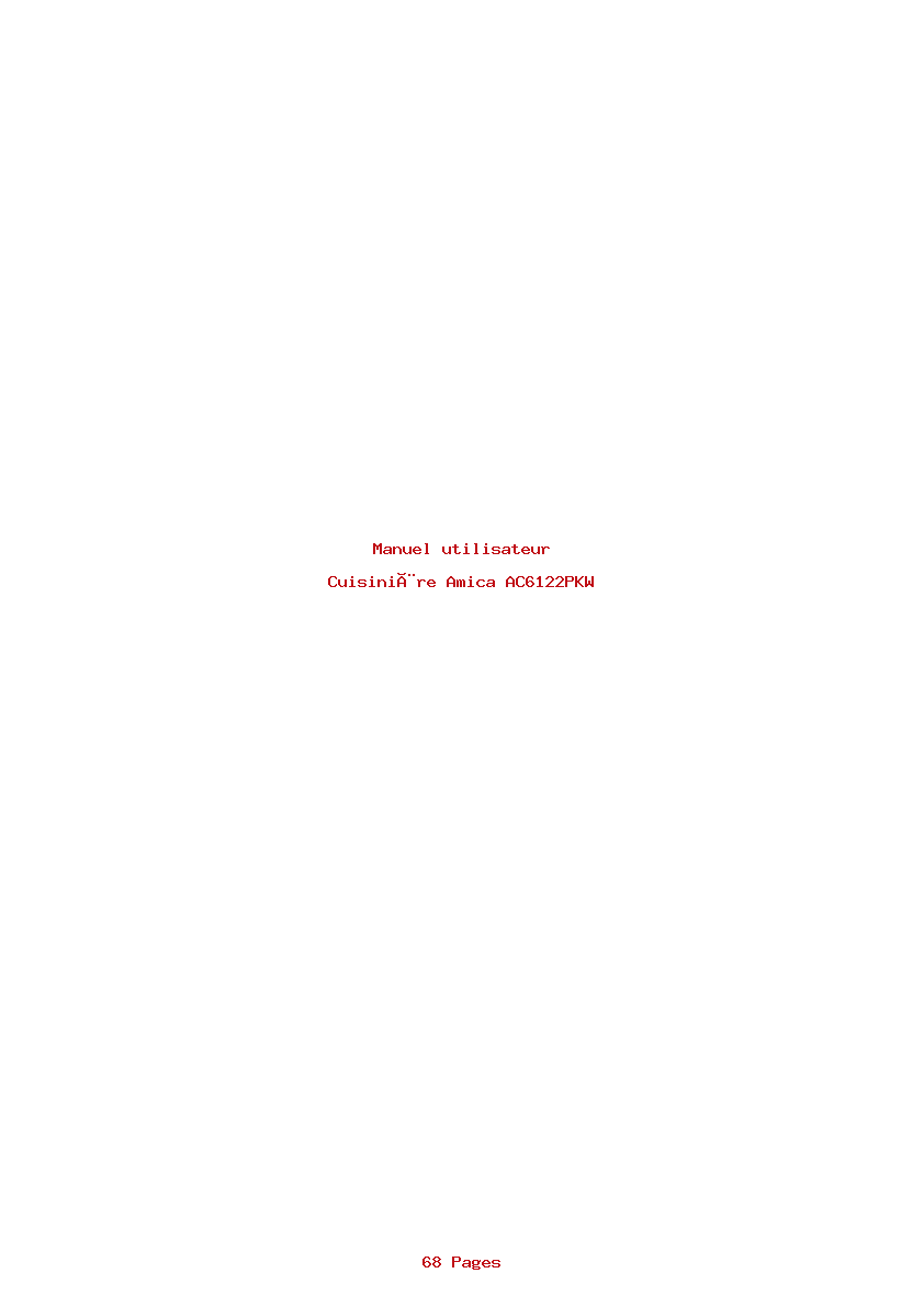 Page 1 de la notice Manuel utilisateur Amica AC6122PKW