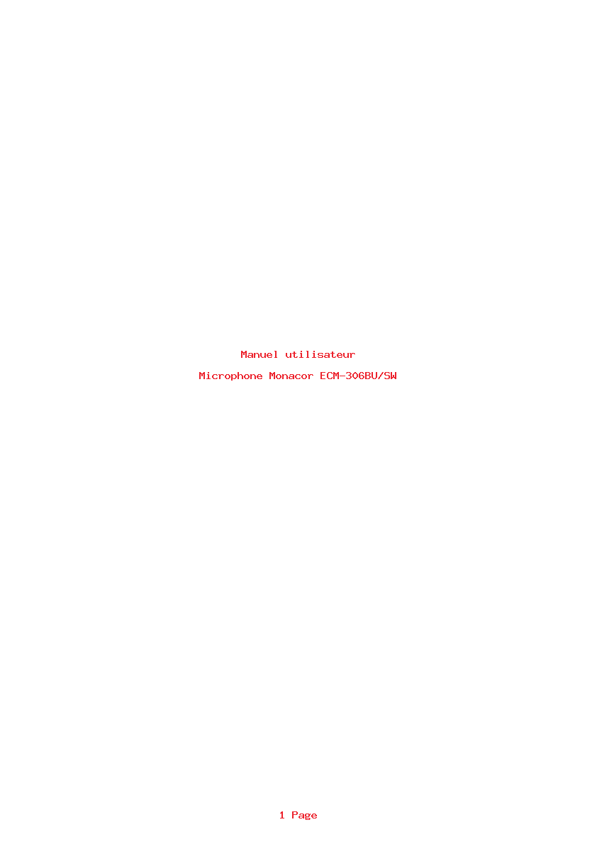 Page 1 de la notice Manuel utilisateur Monacor ECM-306BU/SW