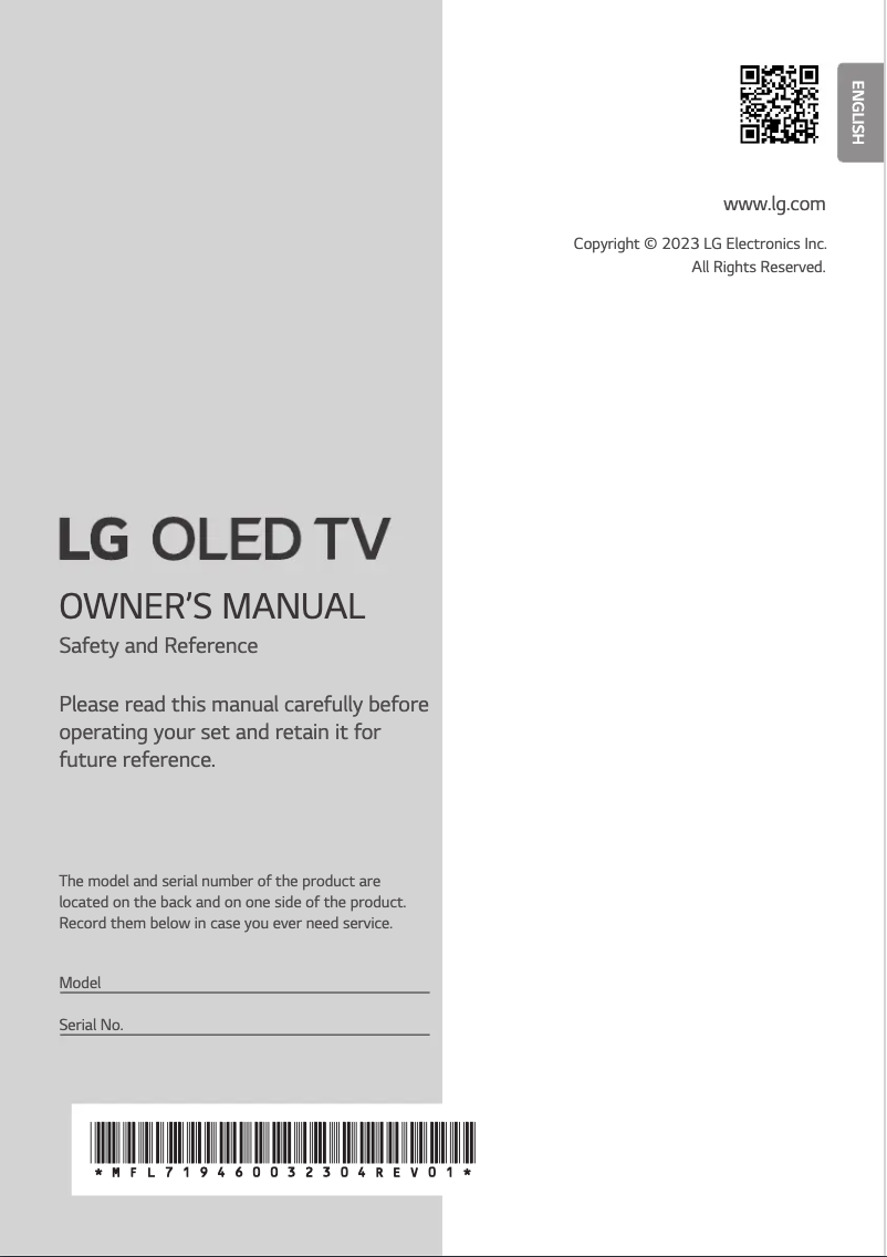 Page 1 de la notice Manuel utilisateur LG OLED65C46LA