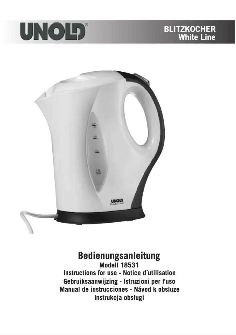 Page 1 de la notice Manuel utilisateur Unold 18531 Blitzkocher White Line