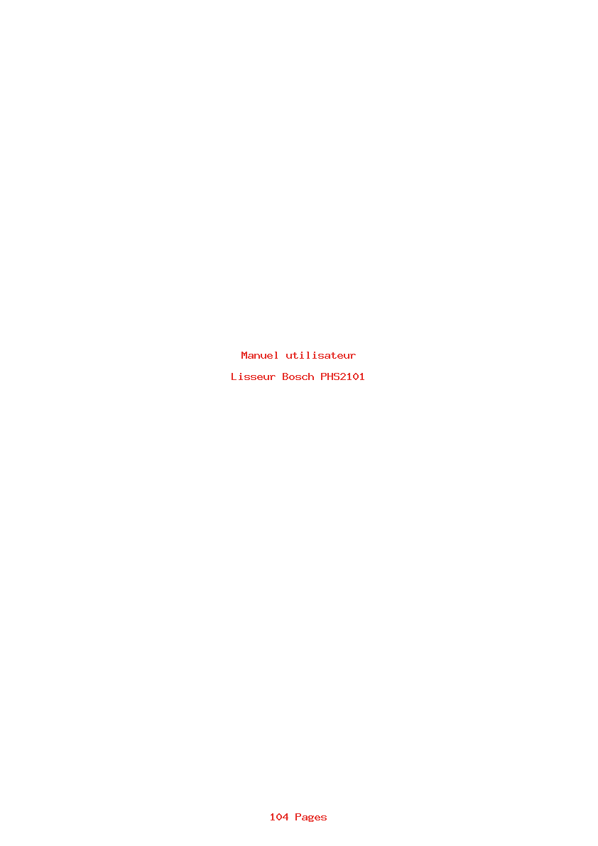 Page 1 de la notice Manuel utilisateur Bosch PHS2101