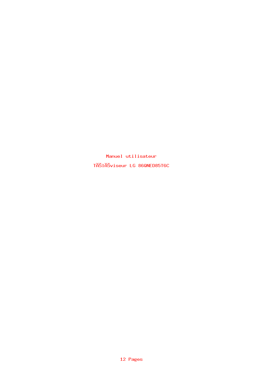 Page 1 de la notice Manuel utilisateur LG 86QNED85T6C
