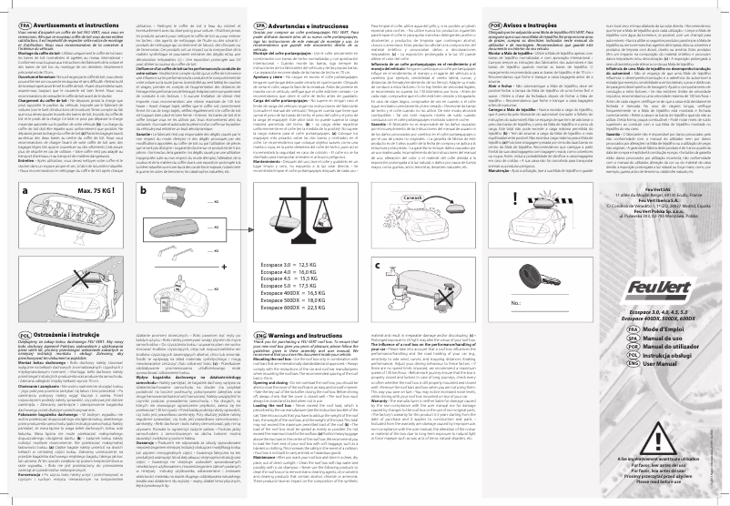 Page 1 de la notice Manuel utilisateur Feu Vert Evospace 500DX