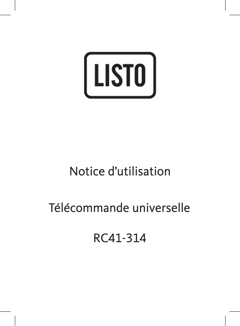 Page 1 de la notice Manuel utilisateur Listo RC41-314
