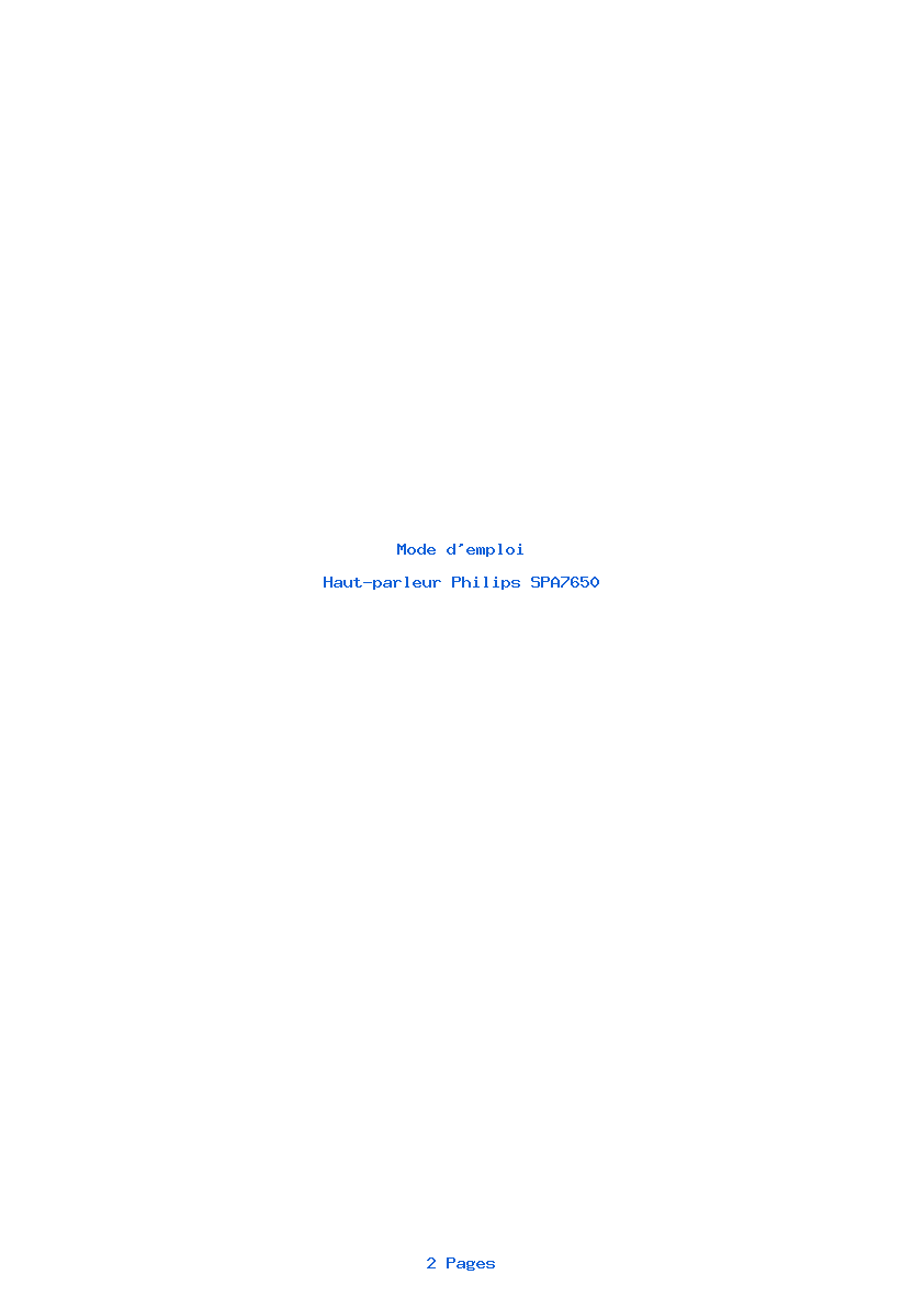 Page 1 de la notice Mode d'emploi Philips SPA7650