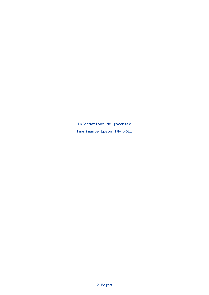 Page 1 de la notice Informations de garantie Epson TM-T70II