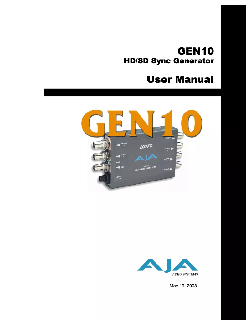 Page 1 de la notice Manuel utilisateur AJA GEN10