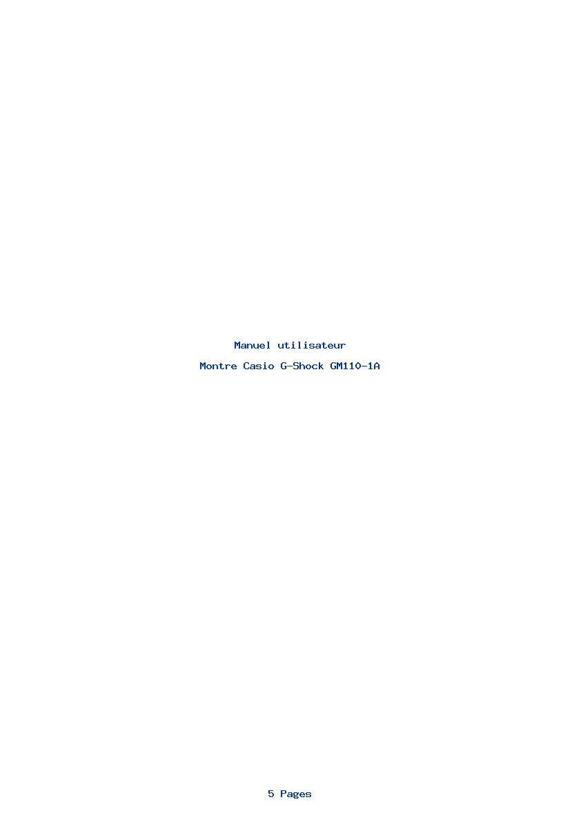 Page 1 de la notice Manuel utilisateur Casio G-Shock GM110-1A