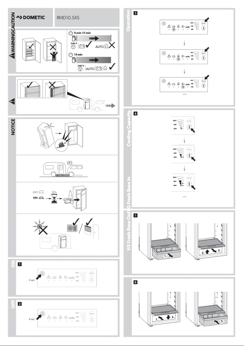 Page 1 de la notice Guide de démarrage rapide Dometic RMD10.5XS
