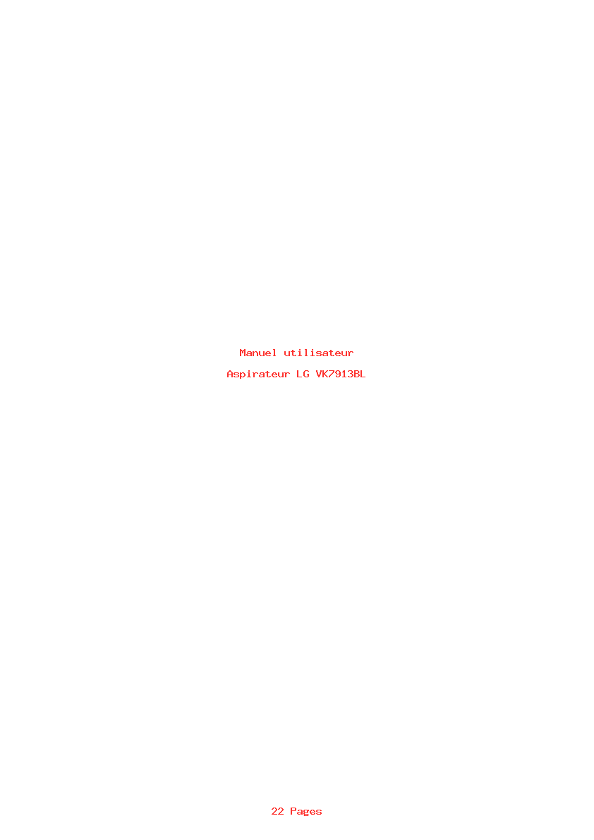 Page 1 de la notice Manuel utilisateur LG VK7913BL