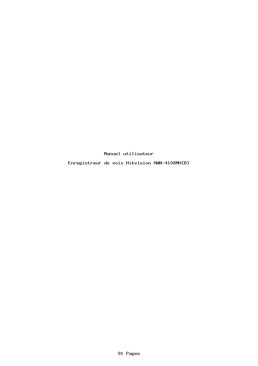 Page 1 de la notice Manuel utilisateur Hikvision HWN-4108MH(B)