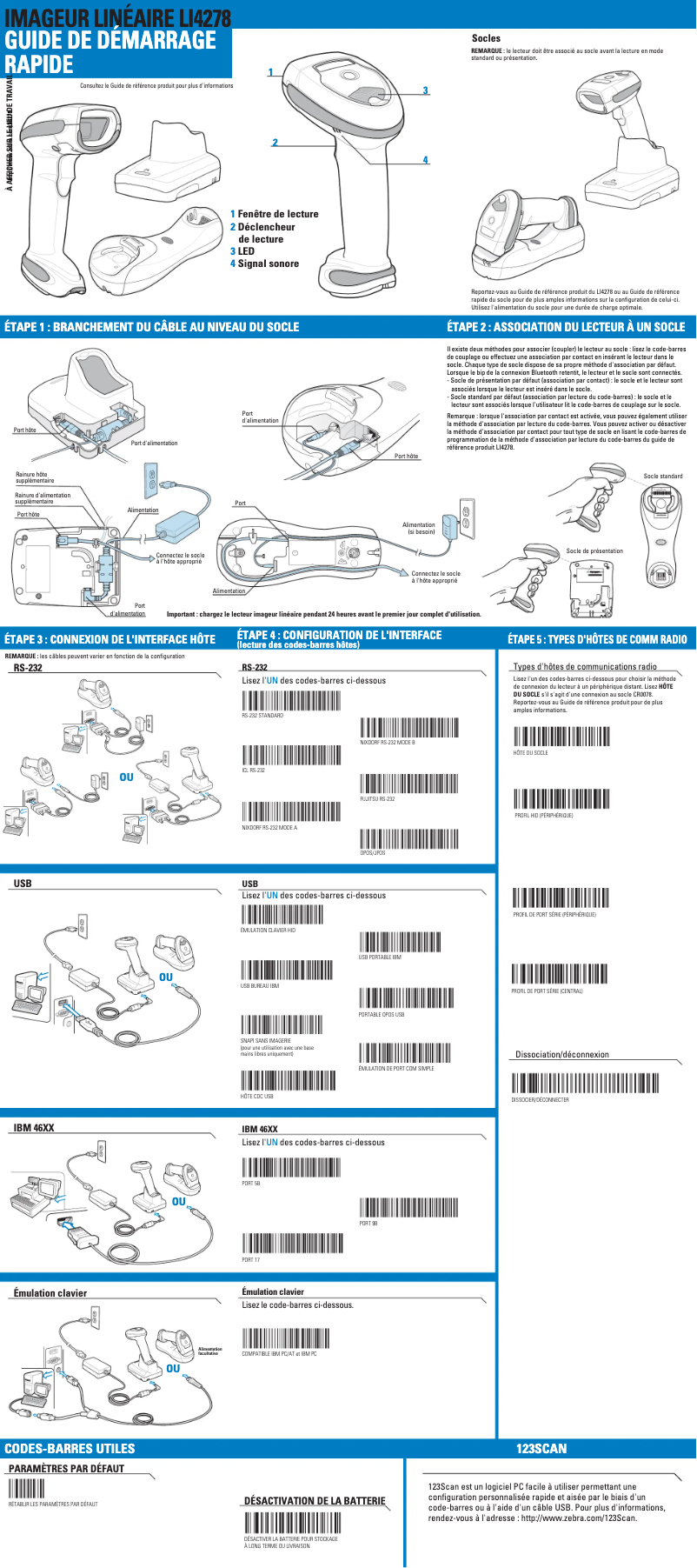 Page 1 de la notice Guide de démarrage rapide Zebra LI4278
