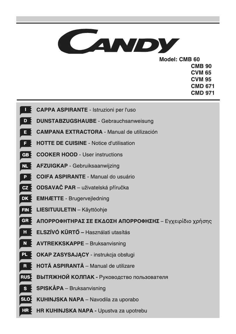 Page 1 of the manual User Manual Candy CMB 60 X