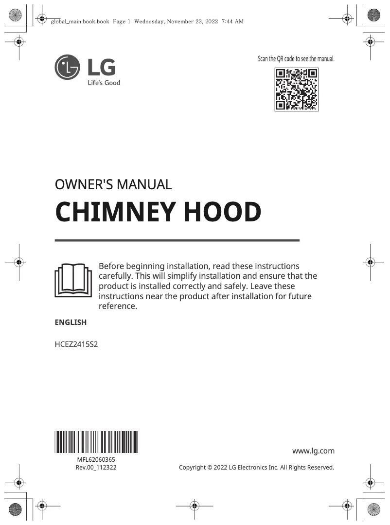 Page 1 de la notice Manuel utilisateur LG HCEZ2415S2