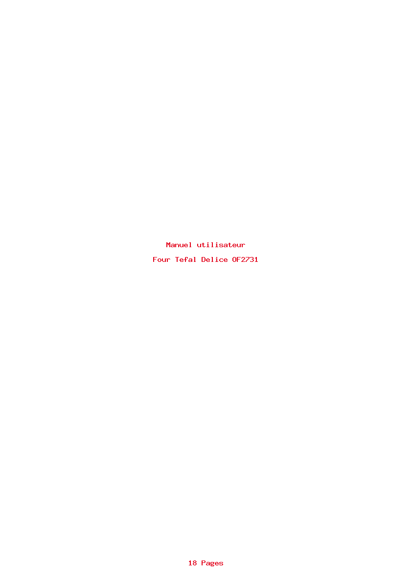 Page 1 de la notice Manuel utilisateur Tefal Delice OF2731