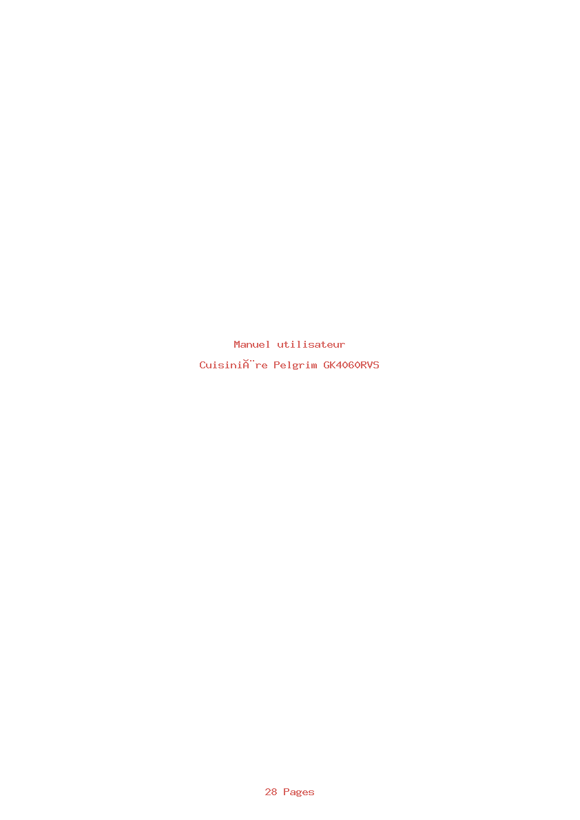 Page 1 de la notice Manuel utilisateur Pelgrim GK4060RVS