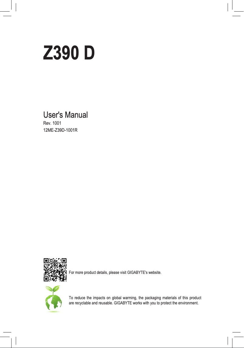 Page 1 de la notice Mode d'emploi Gigabyte Z390 D