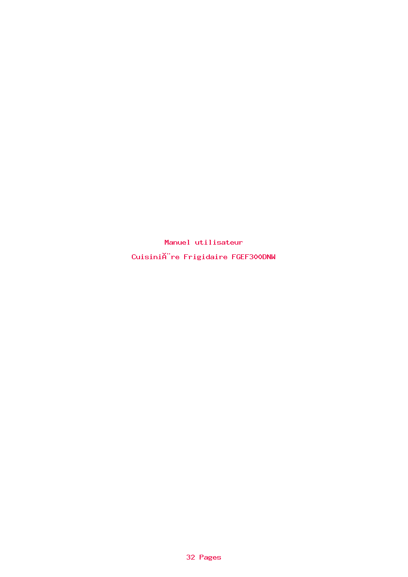 Page 1 de la notice Manuel utilisateur Frigidaire FGEF300DNW